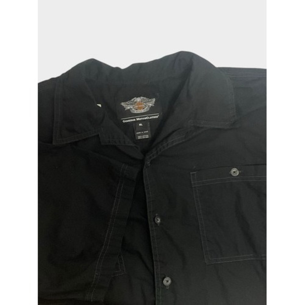 VTG Harley-Davidson Black Big Logo Short Sleeve Button Up Shirt Men XL China